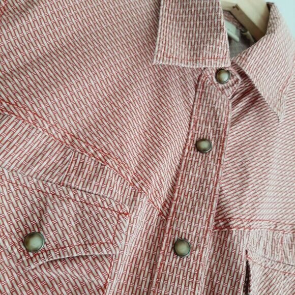 ROCKIES Western Pearl Snap Button Down Shirt Weave Pattern Sz M - Picture 7 of 13